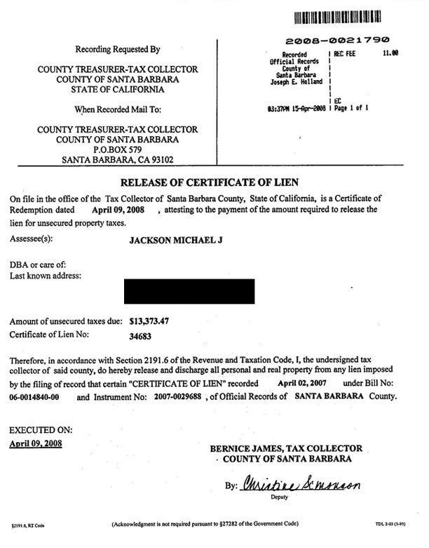 Notice of Release of Tax Lien